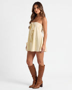 LOURDES - Minivestido palabra de honor con lazada frontal™