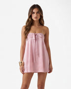 LOURDES - Minivestido palabra de honor con lazada frontal™