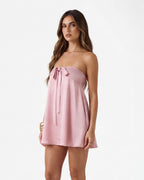 LOURDES - Minivestido palabra de honor con lazada frontal™