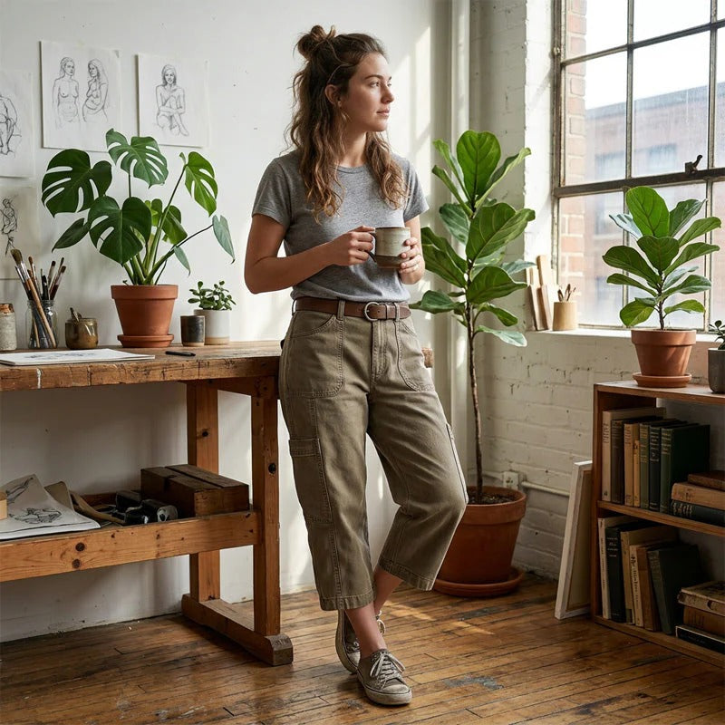 Violeta-Pantalones Capri Cargo