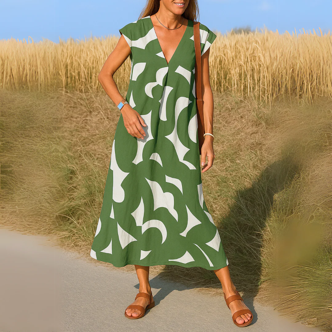 MARINA-Vestido de Verano con Escote en V