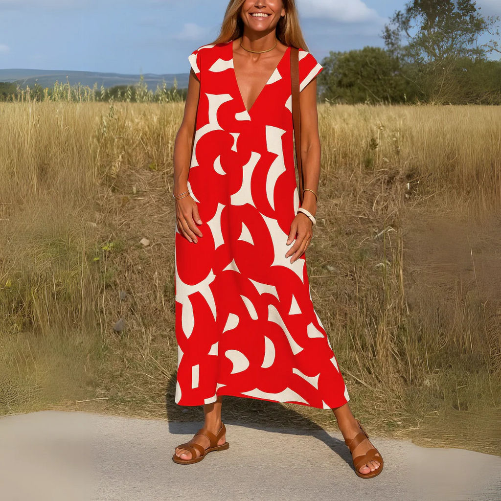 MARINA-Vestido de Verano con Escote en V