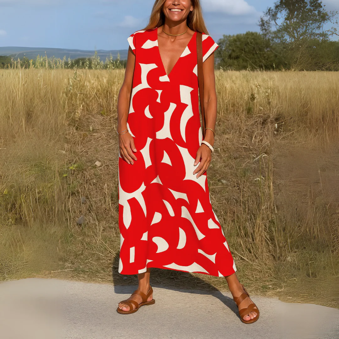 MARINA-Vestido de Verano con Escote en V
