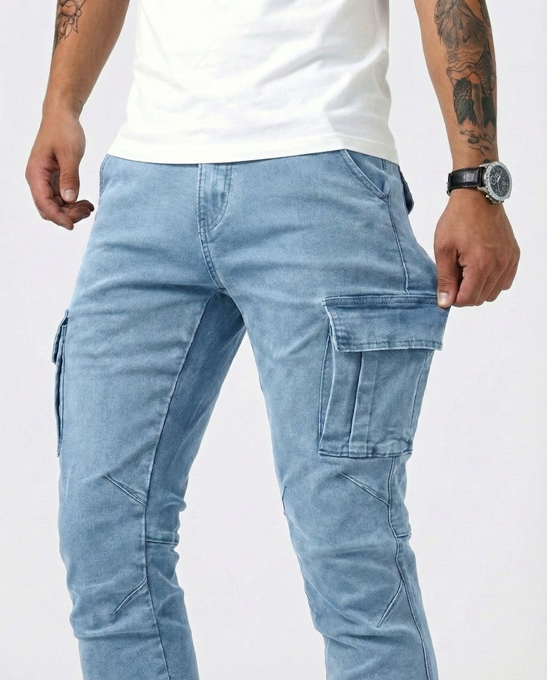 HUGO - Pantalones cargo elásticos de corte slim fit™