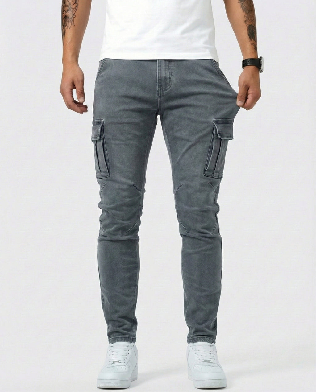 HUGO - Pantalones cargo elásticos de corte slim fit™