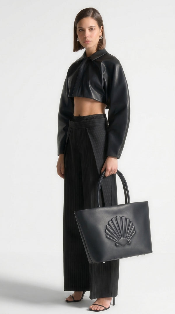 AURORA-Bolso de Cuero Negro y Elegante