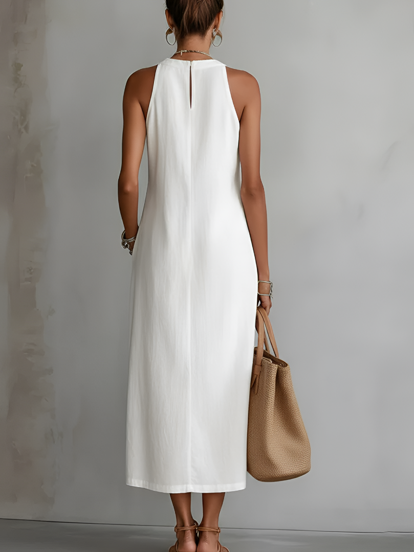 ALESSANDRA - Elegante vestido midi de cuello halter con encaje y aberturas™