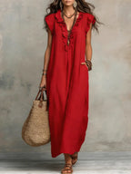 CAMELIA - Vestido largo de estilo bohemio con volantes y escote en V™