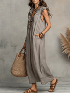 CAMELIA - Vestido largo de estilo bohemio con volantes y escote en V™