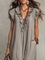 CAMELIA - Vestido largo de estilo bohemio con volantes y escote en V™