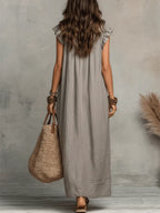 CAMELIA - Vestido largo de estilo bohemio con volantes y escote en V™