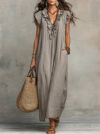 CAMELIA - Vestido largo de estilo bohemio con volantes y escote en V™