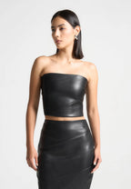 TATIANA-Top Bandeau de Cuero de Estilo Moderno y Estructurado