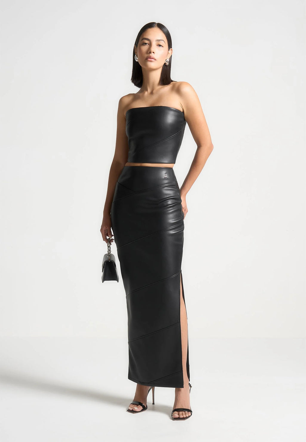 TATIANA-Top Bandeau de Cuero de Estilo Moderno y Estructurado