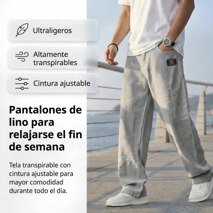 IVÁN|Pantalones de algodón y lino transpirables