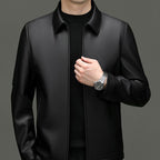MATEO - Chaqueta de piel sintética con cuello camisero y cremallera frontal™