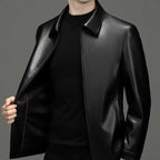 MATEO - Chaqueta de piel sintética con cuello camisero y cremallera frontal™