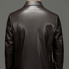 MATEO - Chaqueta de piel sintética con cuello camisero y cremallera frontal™