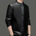MATEO - Chaqueta de piel sintética con cuello camisero y cremallera frontal™