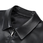 MATEO - Chaqueta de piel sintética con cuello camisero y cremallera frontal™