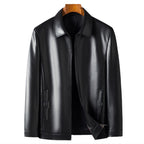 MATEO - Chaqueta de piel sintética con cuello camisero y cremallera frontal™