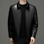 MATEO - Chaqueta de piel sintética con cuello camisero y cremallera frontal™