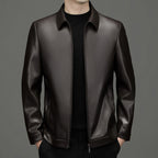 MATEO - Chaqueta de piel sintética con cuello camisero y cremallera frontal™