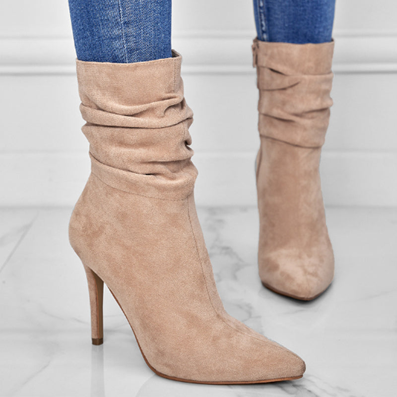 💖2025 Vente à chaud💖Bottes courtes à talons hauts et à bouts pointus pour femmes