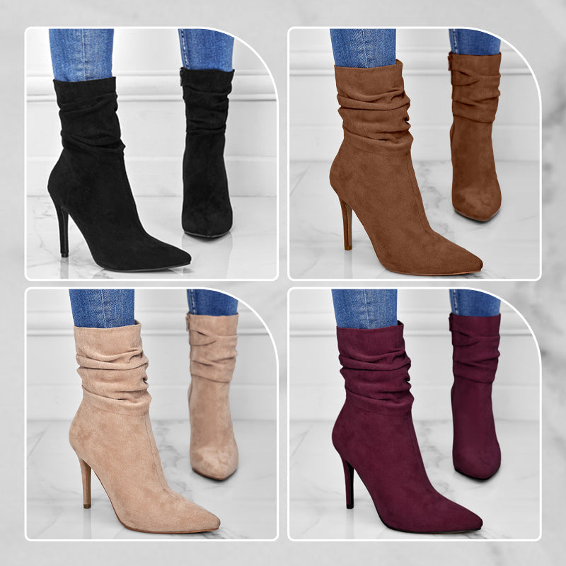 💖2025 Vente à chaud💖Bottes courtes à talons hauts et à bouts pointus pour femmes