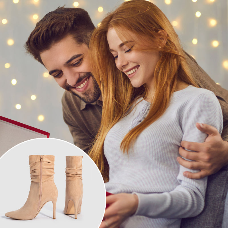 💖2025 Vente à chaud💖Bottes courtes à talons hauts et à bouts pointus pour femmes