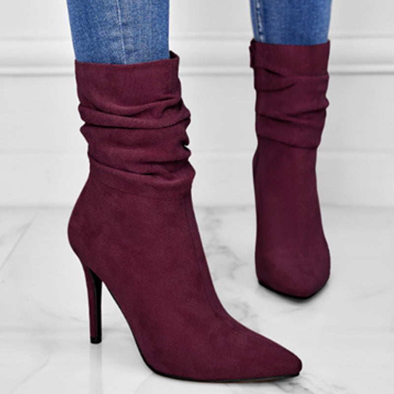 💖2025 Vente à chaud💖Bottes courtes à talons hauts et à bouts pointus pour femmes