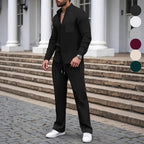 🎁2026 Neu eingetroffen 52 % RABATT💥Lässiges Waffelhemd und Hose für Herren, 2-teiliges Set