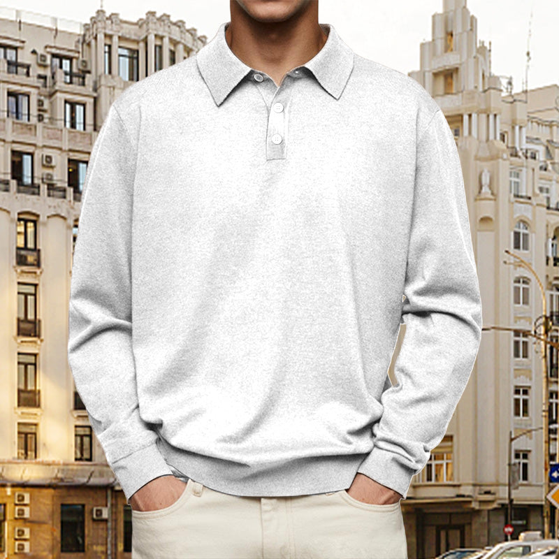BOSCO - Polo de manga larga en punto fino con cuello abierto™