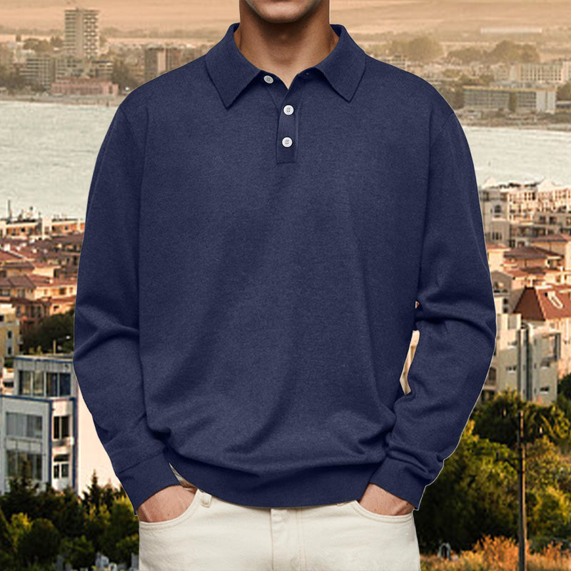 BOSCO - Polo de manga larga en punto fino con cuello abierto™