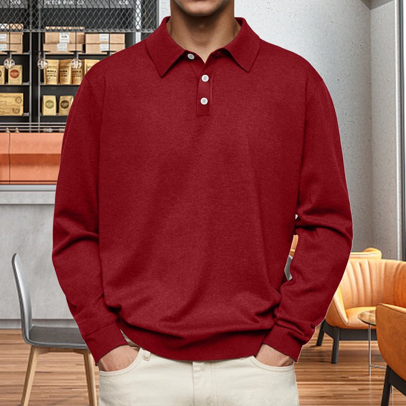 BOSCO - Polo de manga larga en punto fino con cuello abierto™