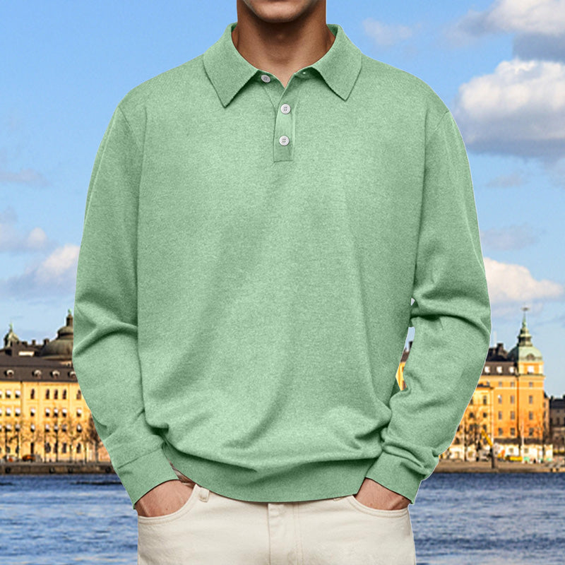 BOSCO - Polo de manga larga en punto fino con cuello abierto™