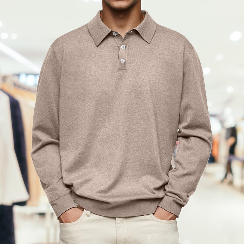 BOSCO - Polo de manga larga en punto fino con cuello abierto™