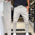 Slim-fit casual broek in effen stof voor heren