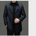 🔥 60% KORTING ! ✨ Mannen Lange Trenchcoat - Afneembare Voering, Winddicht en Waterafstotend, Klassiek en Praktisch 🧥🌂