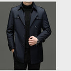 🔥 60% KORTING ! ✨ Mannen Lange Trenchcoat - Afneembare Voering, Winddicht en Waterafstotend, Klassiek en Praktisch 🧥🌂