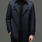 🔥 60% KORTING ! ✨ Mannen Lange Trenchcoat - Afneembare Voering, Winddicht en Waterafstotend, Klassiek en Praktisch 🧥🌂