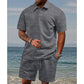 👕 51% RABATT! 💎 Herren-Zweiteiler mit Rautenstruktur – Kurzarmhemd & Shorts – Atmungsaktiv, Knitterfrei & Lässiger Sommer-Look ☀️