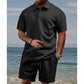 👕 51% RABATT! 💎 Herren-Zweiteiler mit Rautenstruktur – Kurzarmhemd & Shorts – Atmungsaktiv, Knitterfrei & Lässiger Sommer-Look ☀️