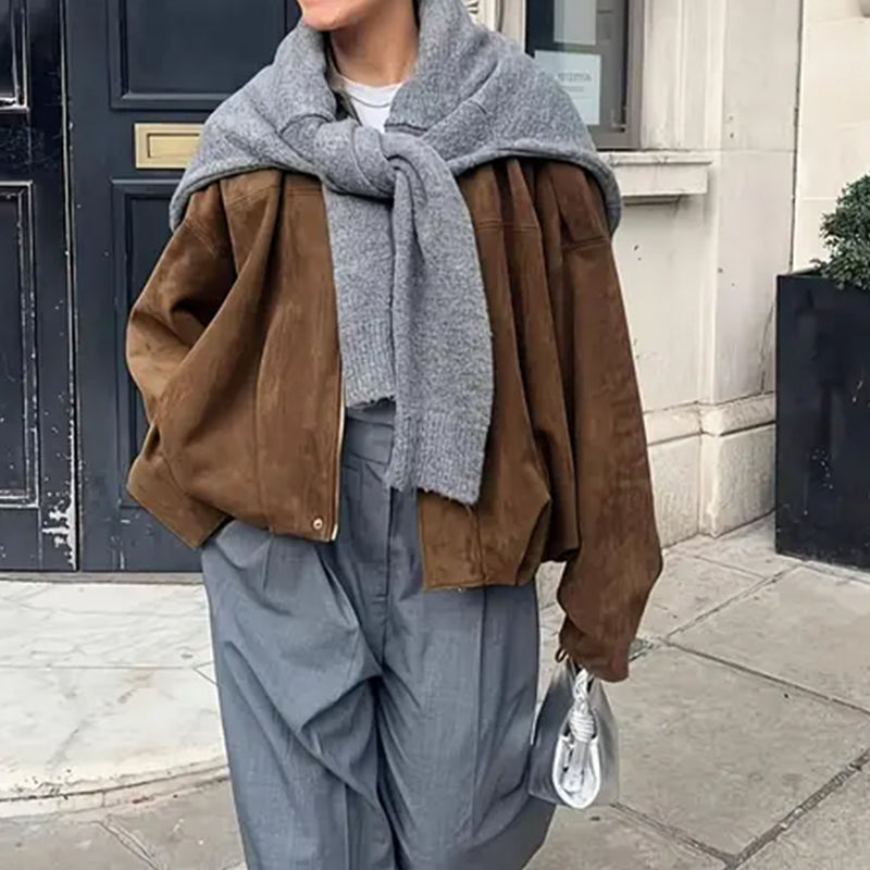 MAIA - Chaqueta tipo piloto de efecto ante con cuello clásico™