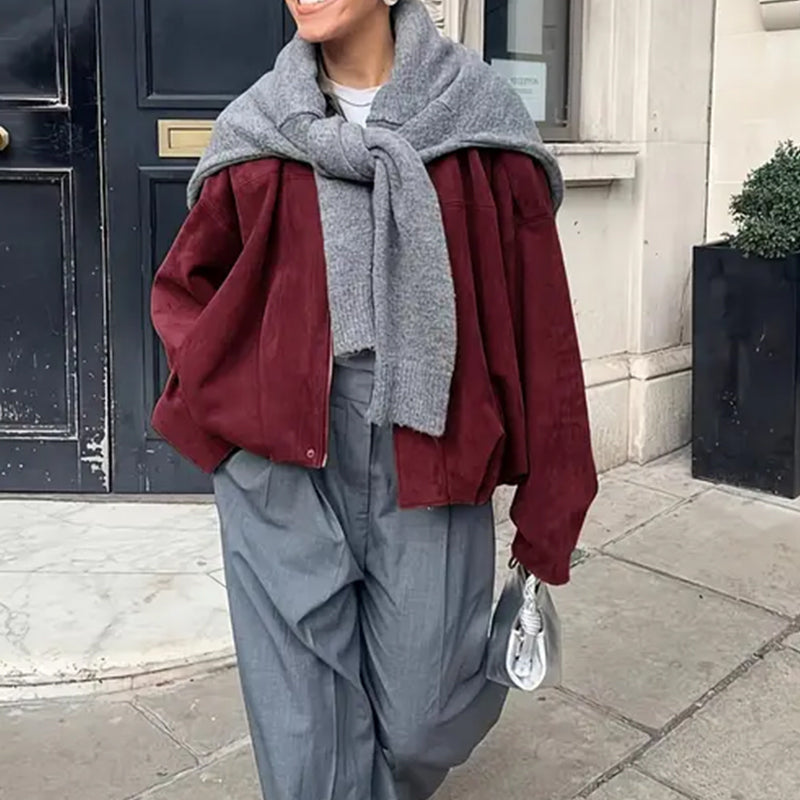 MAIA - Chaqueta tipo piloto de efecto ante con cuello clásico™