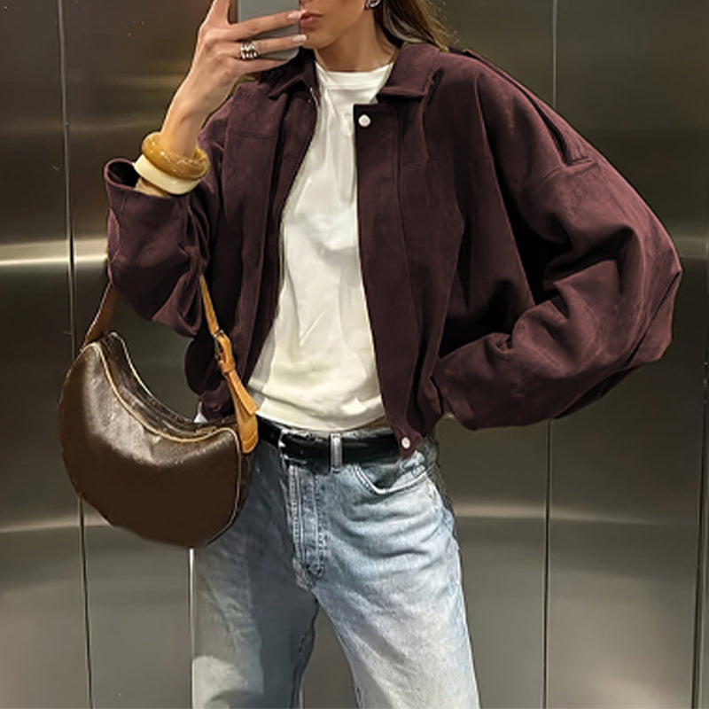 MAIA - Chaqueta tipo piloto de efecto ante con cuello clásico™