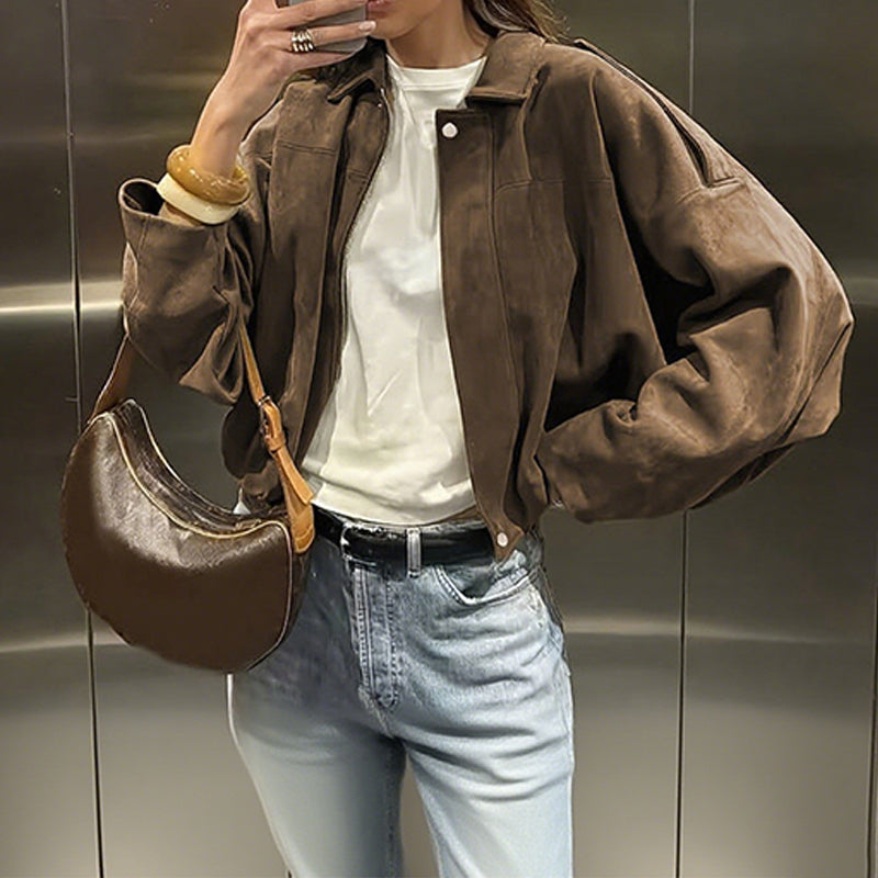 MAIA - Chaqueta tipo piloto de efecto ante con cuello clásico™