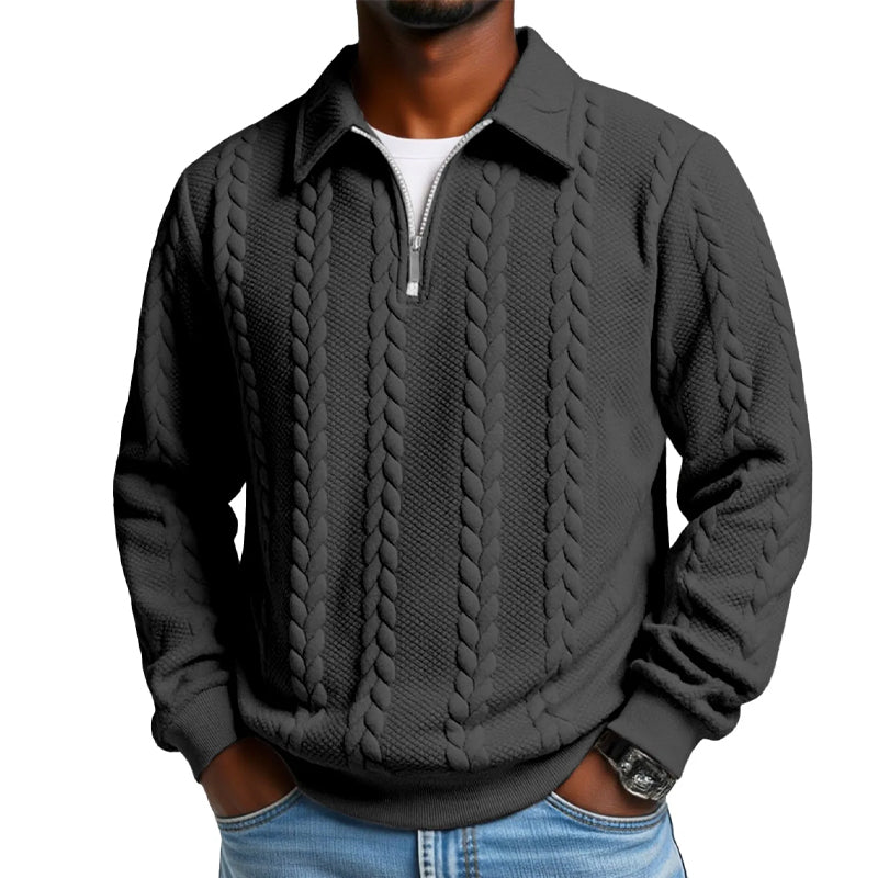 🔥Pull-over décontracté à demi-zip et à torsades pour homme