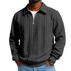 🔥Pull-over décontracté à demi-zip et à torsades pour homme