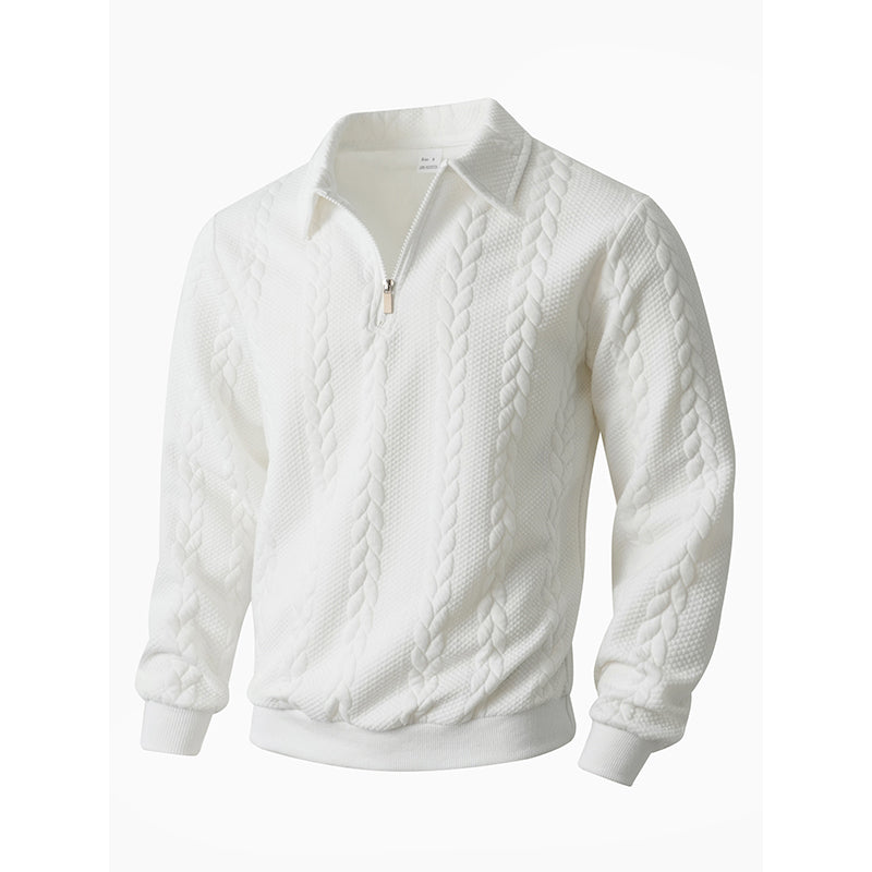 🔥Pull-over décontracté à demi-zip et à torsades pour homme